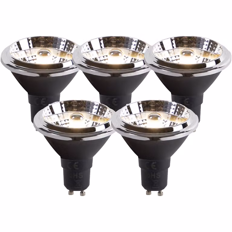 Set van 5 LUEDD GU10 Dim to Warm LED lampen AR70 6W 2000K-3000K met reflector