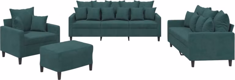 vidaXL 4-delige loungeset met kussens in donkergroen fluweel