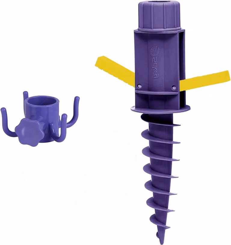 Parasolhouder met grondplug en inklapbare handgreep voor strandgebruik - Lila - 37 cm