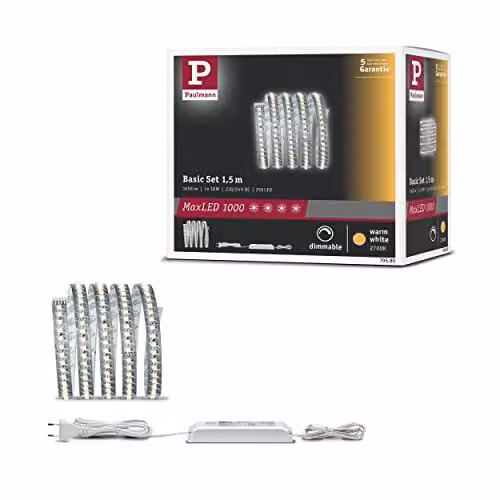 Paulmann MaxLED 1000 LED-strip basisset warmwit zilver