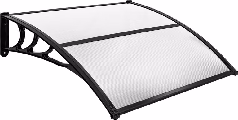 Costway Overkapping voor voordeur, Aluminium en Polycarbonaat, Transparant, B/D: 150 x 100 cm