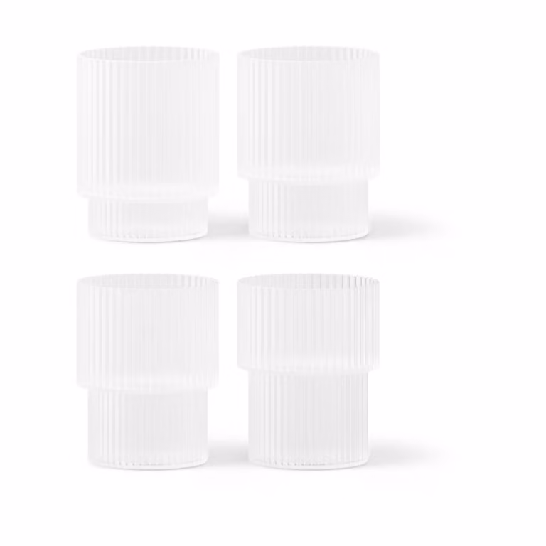Ferm Living Ripple waterglazen 4-pack Frosted wit