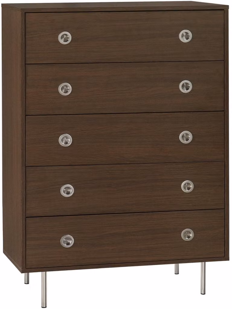 Sweeke Shelby Vintage Ladekast met 5 Lades in Houtdecor en Roestvrij Staal, Breedte: 80 cm