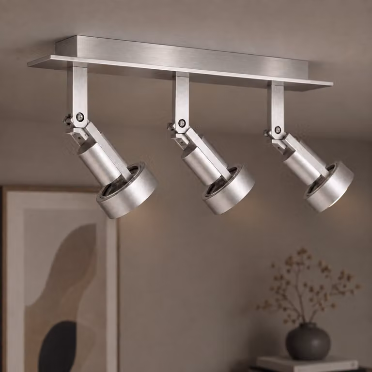 Artdelight Tech 3-lichts opbouwspot in zilver aluminium