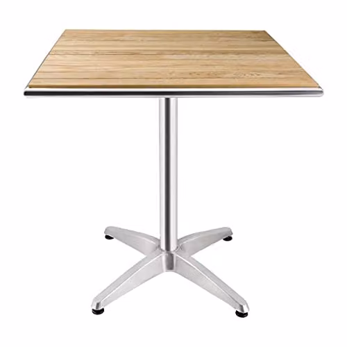 Bolero vierkante bistrotafel met essenhouten blad voor binnen en buiten, H x B x D: 72 x 70 x 70 cm