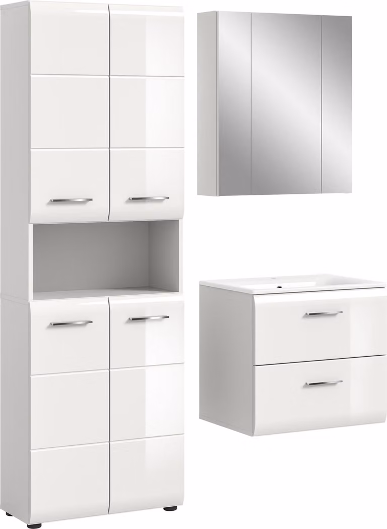 xonox.home Badkamercombinatie Ice wit hoogglanzend B/H/D: 135 x 185 x 46 cm