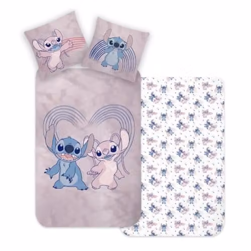 MTOnlinehandel Stitch & Lilo Flanellen Dekbedovertrek Set - Kinderbeddengoed - Multicolour - Dekbedovertrek 135 x 200 cm en Kussensloop 80 x 80 cm