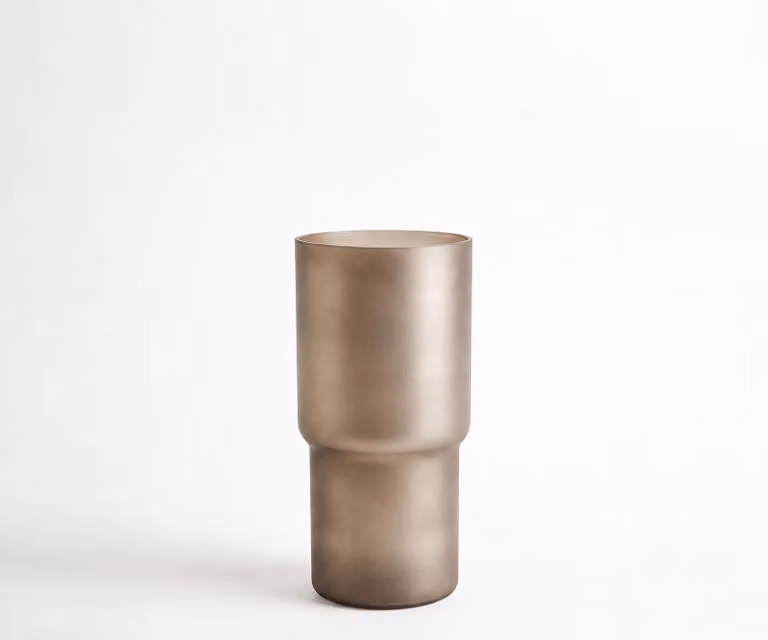 Delife Columna Mondgeblazen Glas Vaas Opal B: 15 cm, D: 15 cm, H: 30 cm