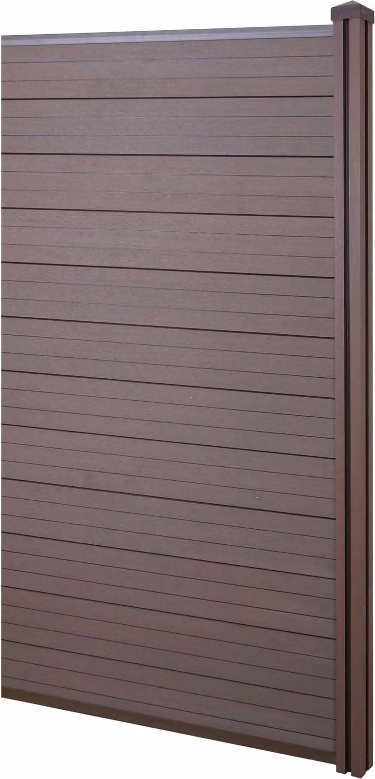 Mendler WPC-schuttingpaneel Sarthe windscherm met WPC-paal verlengstuk smal bruin 0,98m