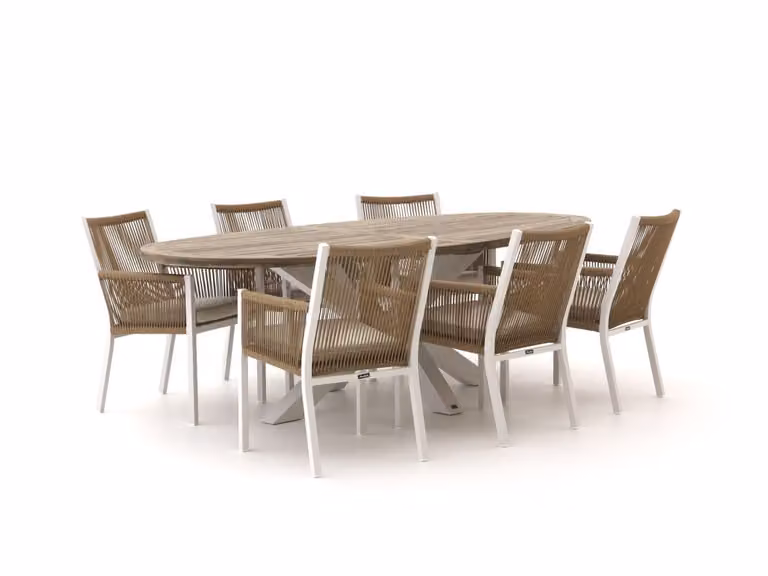 Manifesto Furniture Diningset Manifesto - 7-delige tuinset van bruin teakhout voor 6 personen