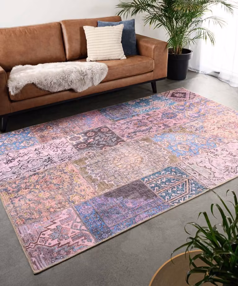 Patchwork vloerkleed Fade Dreamer paars 190 x 290 cm