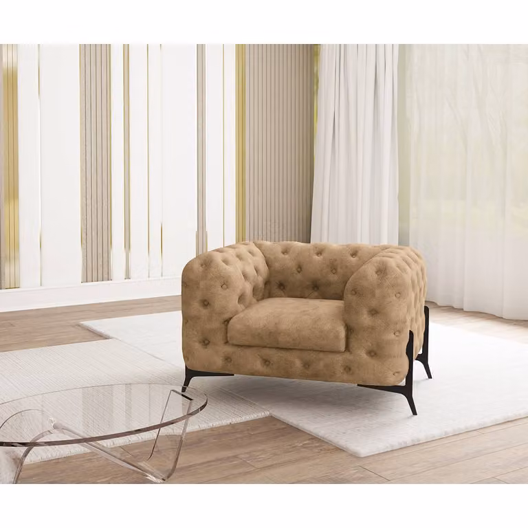 home24 Priya Fauteuil beige microvezel B: 125 cm, D: 73 cm, H: 100 cm
