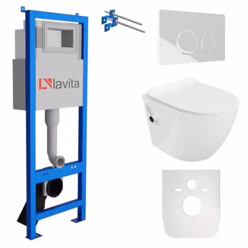 Lavita SALTO complete toiletset met voorwandelement, hangend diepspoel-wc en bedieningspaneel, wit