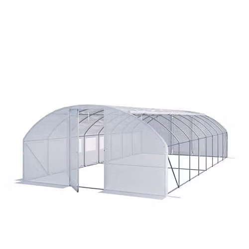 TOOLPORT Tunnelkas Tuinkas Premium 4x8m met draaideurconstructie en wit transparant PE-zeil 180 g/m²