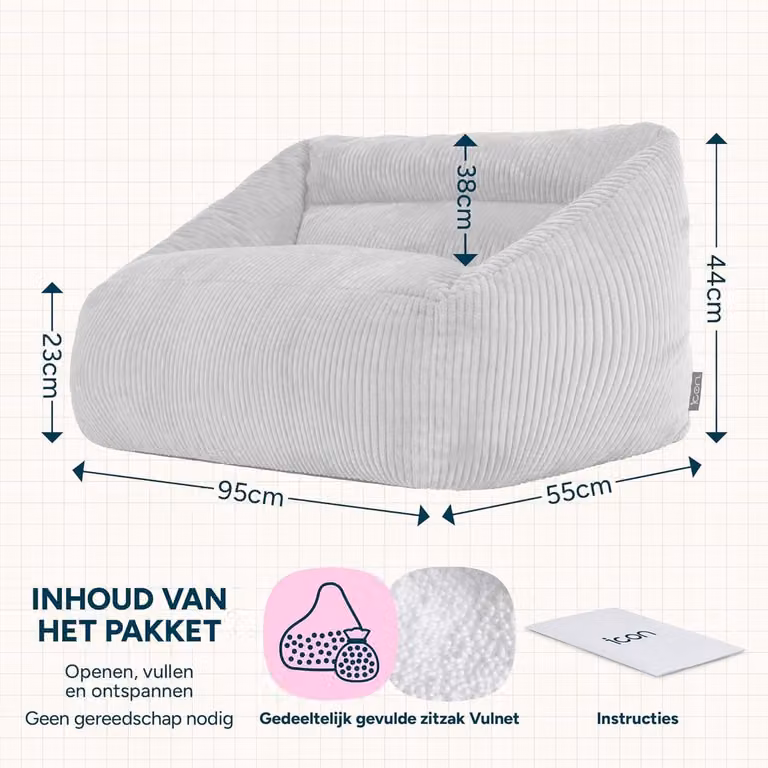 Roze Corduroy Zitzak voor Kinderen met Interne Structuur
