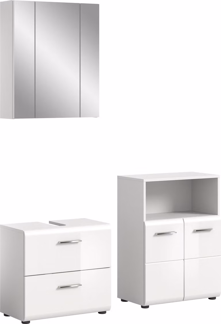 Ice badkamer I59 meubelset wit hoogglans met spiegelkast en wastafelmeubel