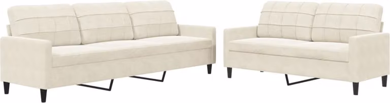 vidaXL 2-delige moderne loungeset met kussens in crèmekleurig fluweel