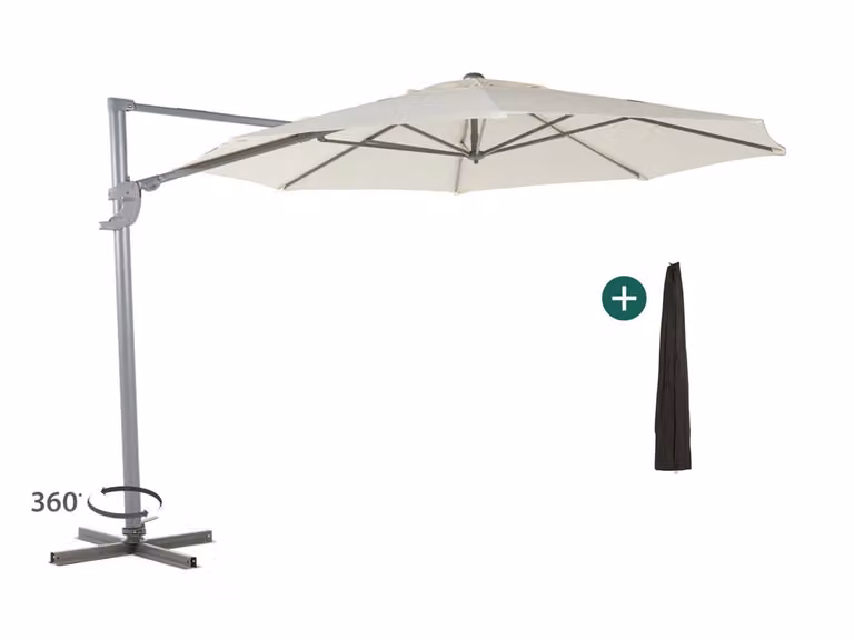 Shadowline Francisco Parasol - Wit - Aluminium - Rond - Diameter: 330 cm