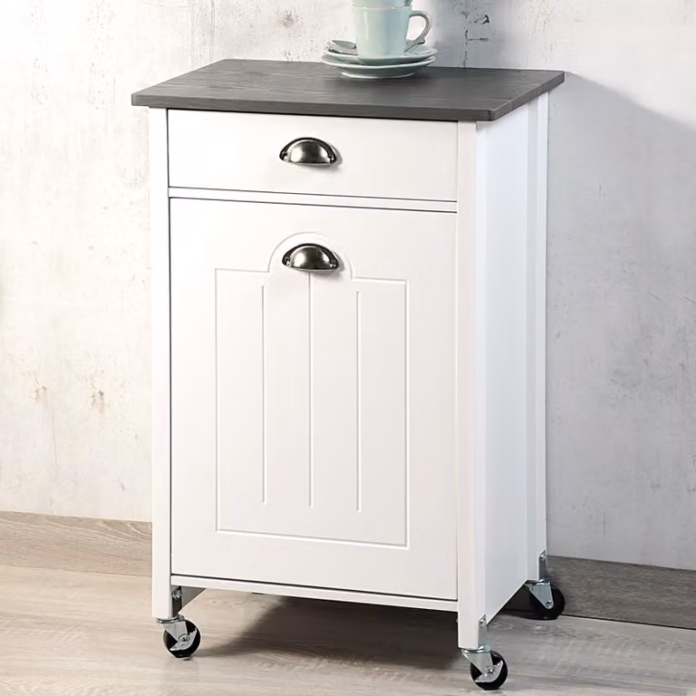 Kesper Keukenwagen met afvalscheidingssysteem, wit/grijs, B 50 x D 37 x H 79 cm