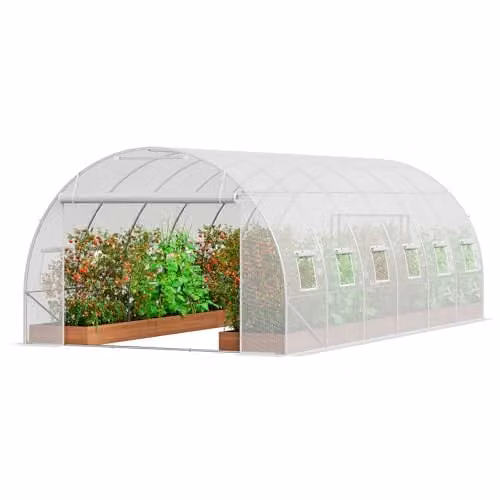 VEVOR Walk-in Tunnelkas met gegalvaniseerd stalen frame en witte PE-afdekking, B/D/H: 6,8 x 2,8 x 2,0 m