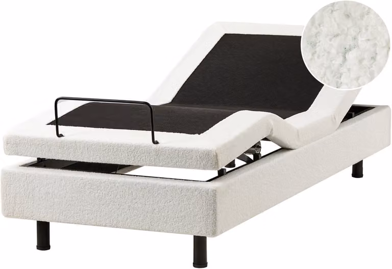 Beliani DUKE Bed zonder hoofdbord - Gebroken wit - 80 x 200 cm - Gestoffeerd