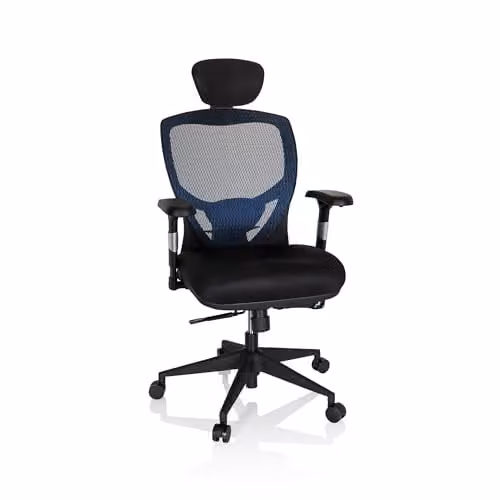 hjh OFFICE Venus Base 657110 Bureaustoel, Blauw, Ergonomische Managersstoel met Verstelbare Armleuningen