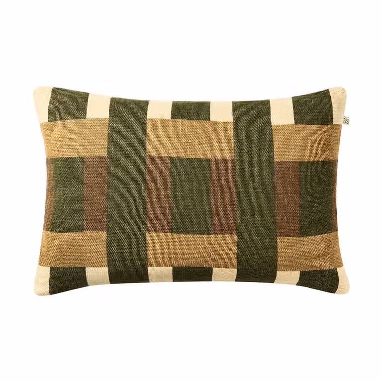 Chhatwal & Jonsson Benaras kussenhoes Cactus Green-Taupe-Khaki, 40 x 60 cm