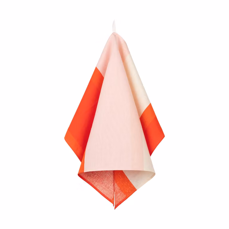 Marimekko Unikko keukendoek Off white-pink-orange red B/D: 47 x 70 cm
