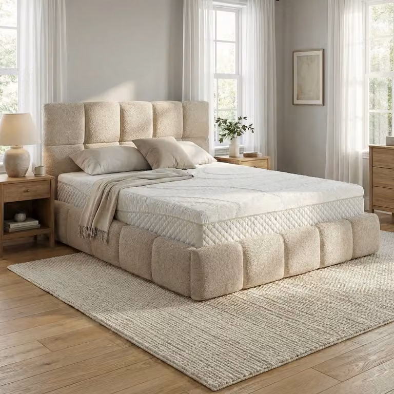 Mörgenn Bedframe Calma met Suprême Matras en Opbergruimte - Beige - 180 x 200 cm
