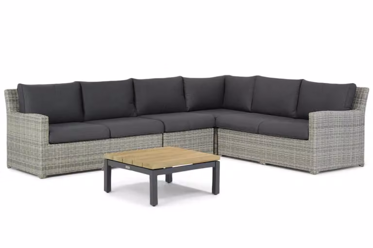Garden Collections Giardino/Riviera 5-delige hoek loungeset met aluminium frame en grijze kussens