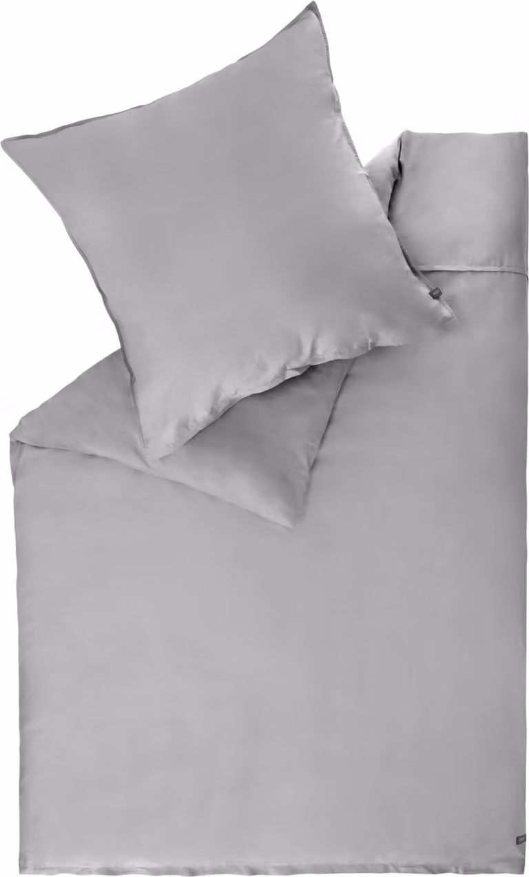 Schöner Wohnen Satine beddengoed effen grijs 200 x 200 cm