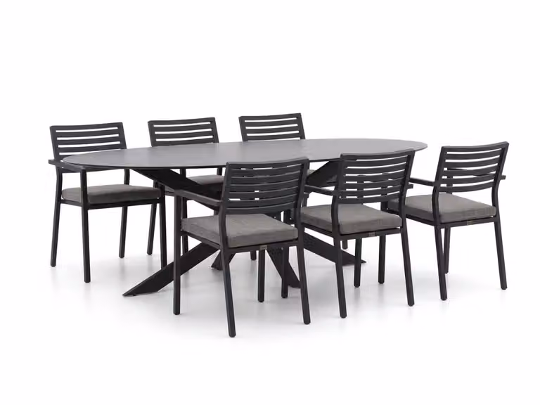Bellagio Diningset voor 6 personen met Sintered Stone en Anthraciet Aluminium
