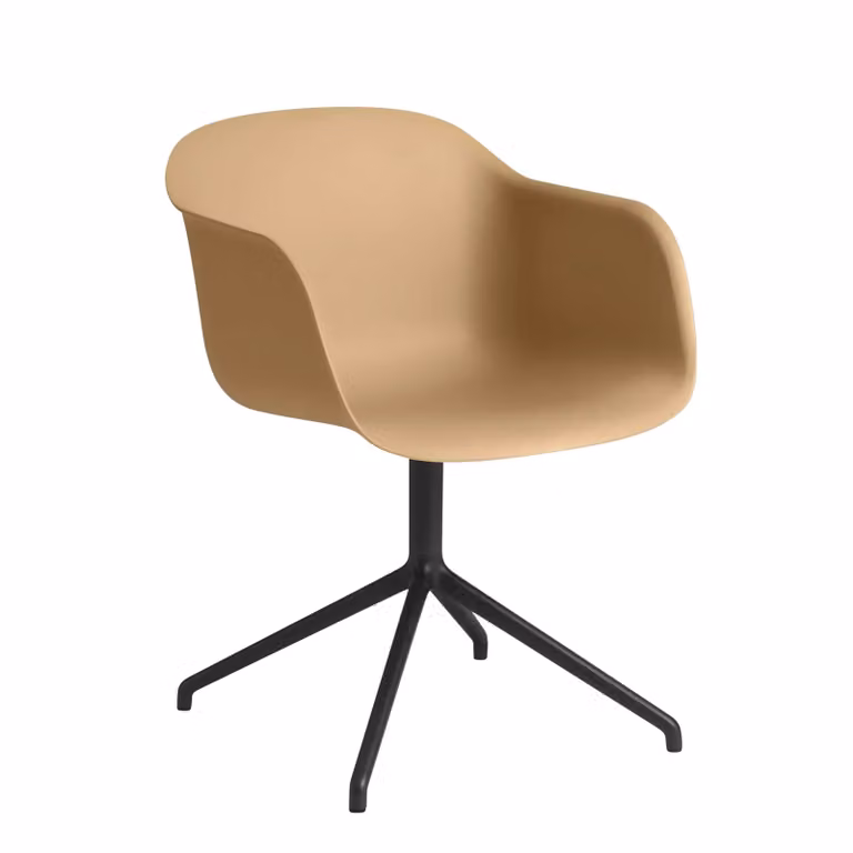 Muuto Fiber fauteuil met draaivoet oker-zwart