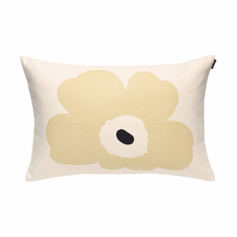 Marimekko Unikko kussenhoes Wit en lichtbruin, 40 x 60 cm