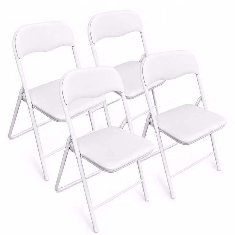 ADSafety Set van 4 Klapstoelen in Wit PVC - B/D/H: 46 x 50 x 81 cm