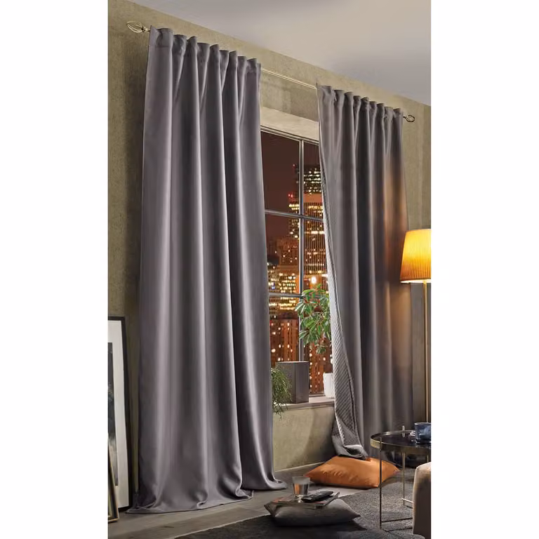 home24 Gordijn Acustico met plooiband grijs B: 135 cm, H: 160 cm