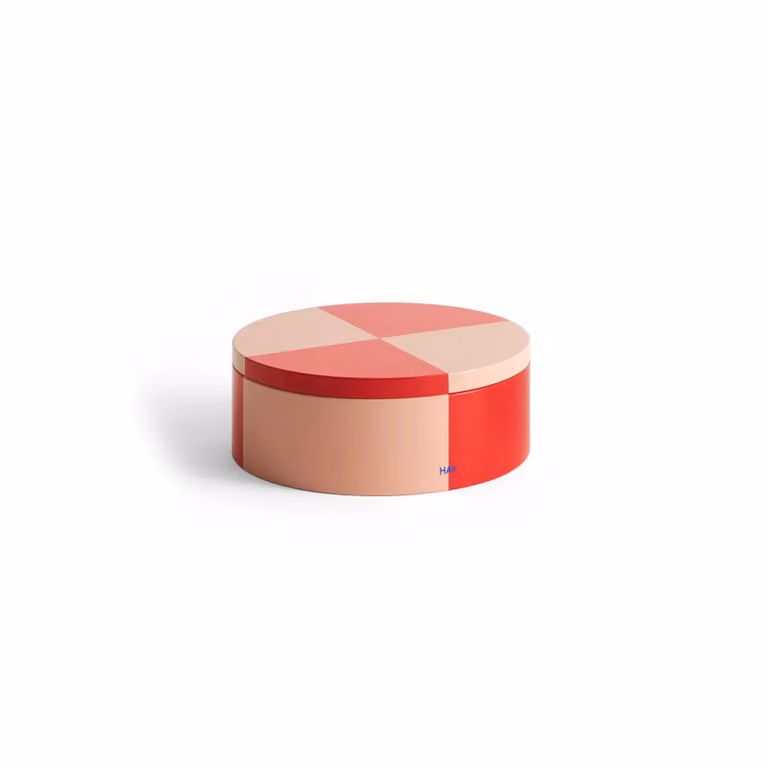 HAY Tin Container voorraadpot rond metalen rood-zachtroze