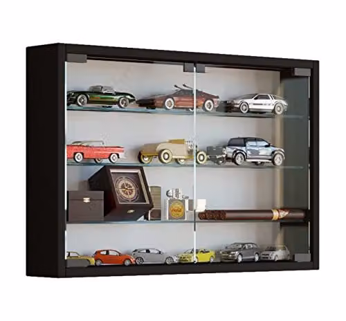 VCM Mandosa Wandvitrinekast met glazen deuren, zwart/wit, B: 60 cm, H: 40 cm, D: 10 cm