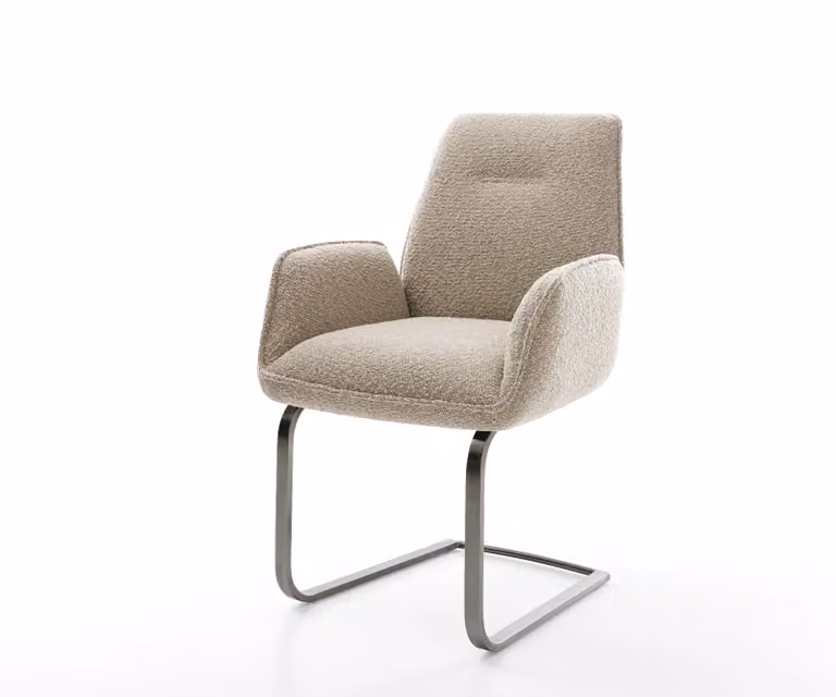 DELIFE Zoa-Flex Sledemodel Stoel met Bouclé Bekleding in Grafiet en Pocketveer Kern