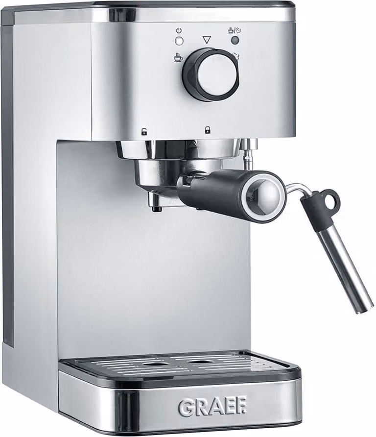 Graef ES400 espressomachine van roestvrij staal met 1,25 liter capaciteit en 1400 W voor gemalen koffie
