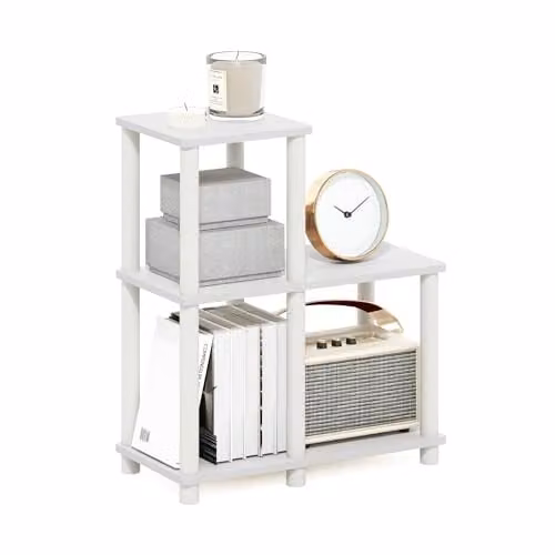 Furinno Turn-N-Tube hoekrek met open rug met drie lagen, wit