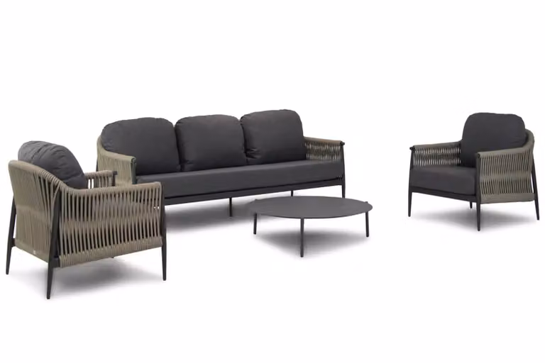Coco Lucia/Pacific 4-delige loungeset met aluminium frame en grijze kussens