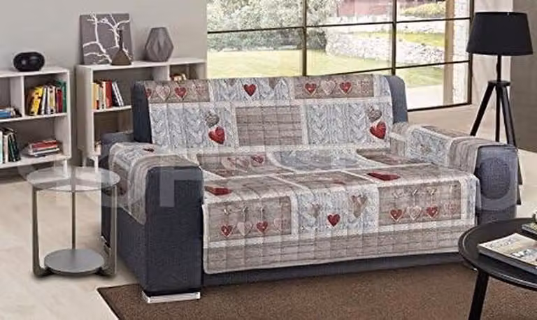 Rood Gewatteerd Stoelhoes met Shabby Design voor Zittingen van 60-65 cm