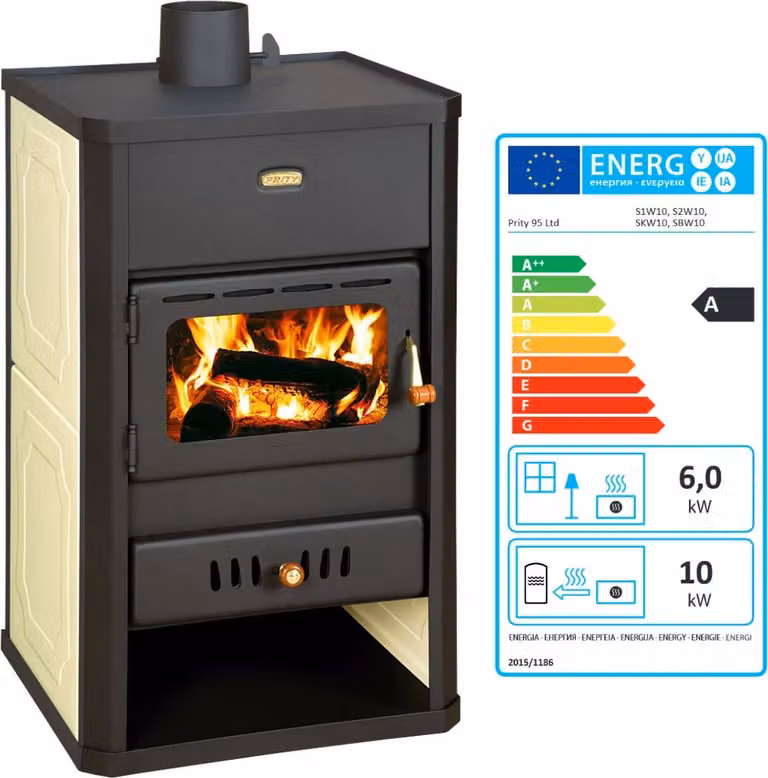 Prity S1 W10 Watervoerende houtkachel 6,2 + 7,1 kW