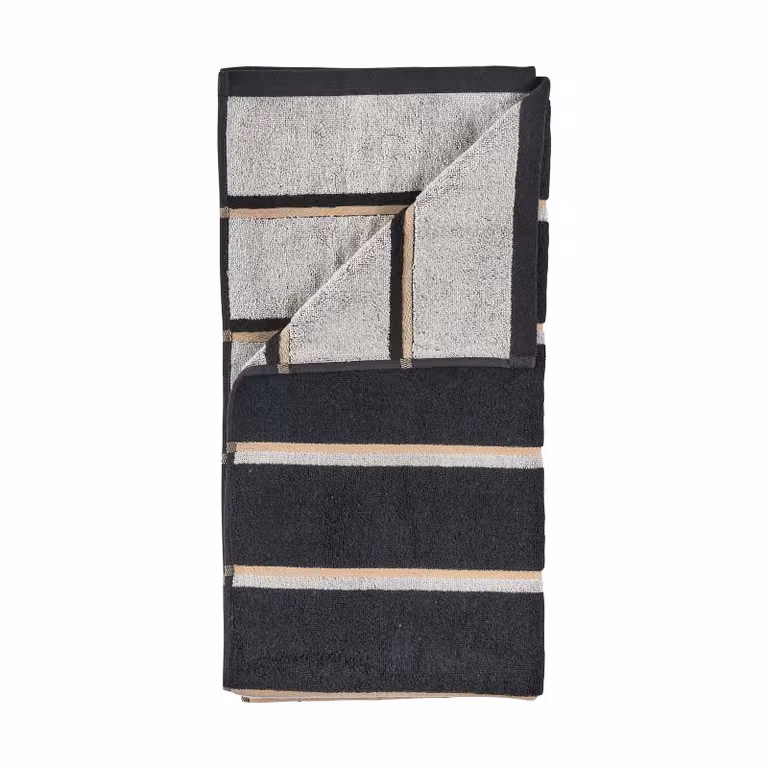 Zone Denmark Sauna handdoek Black-soft grey-camel, 70 x 140 cm