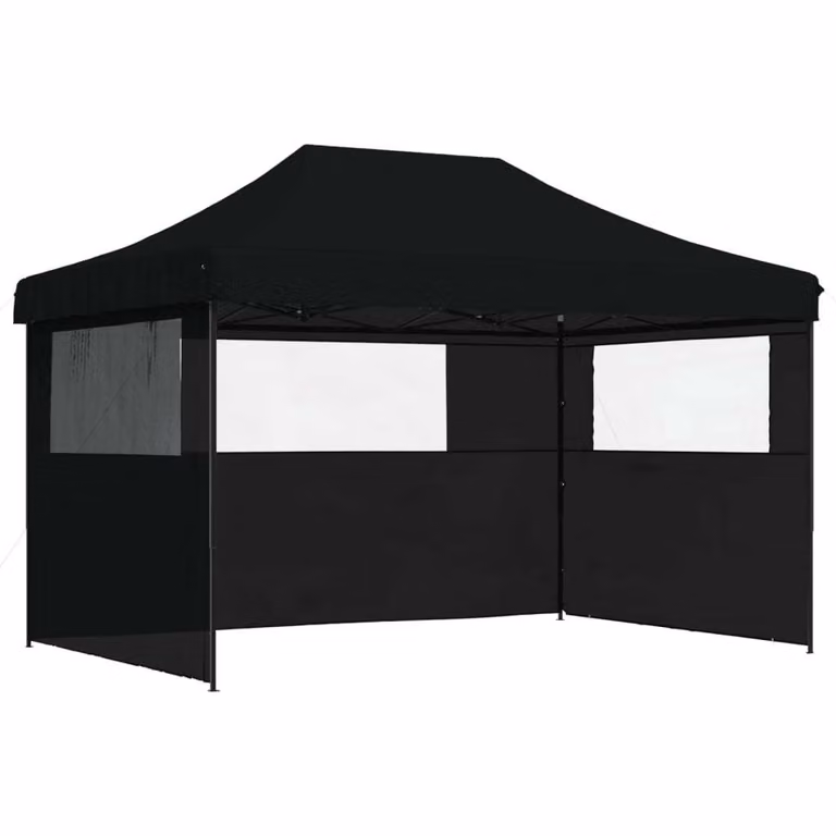 vidaXL Partytent, inklapbaar pop-up model met 3 zijpanelen, zwart