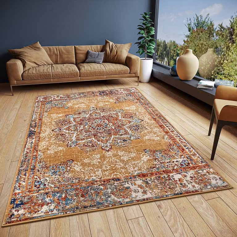 home24 Oosters vloerkleed Maderno goud/lichtbruin B/D: 140 x 200 cm