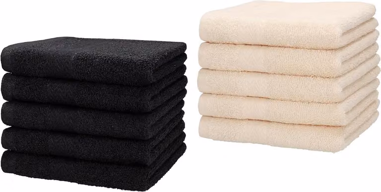 Set gastendoekjes van 100% katoen in beige en zwart, 30 x 50 cm