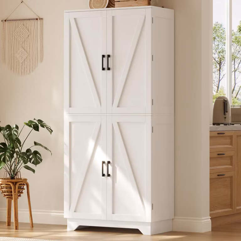 OKWISH Keukenonderkast met opbergruimte en open schap, wit, H 180 x B 80 x D 40 cm