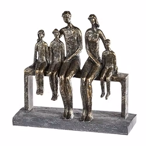 Casablanca We Are Family Sculptuur – Modern Decoratiebeeld in Grijs en Brons, Kunsthars, B 28 x D 28 x H 11 cm